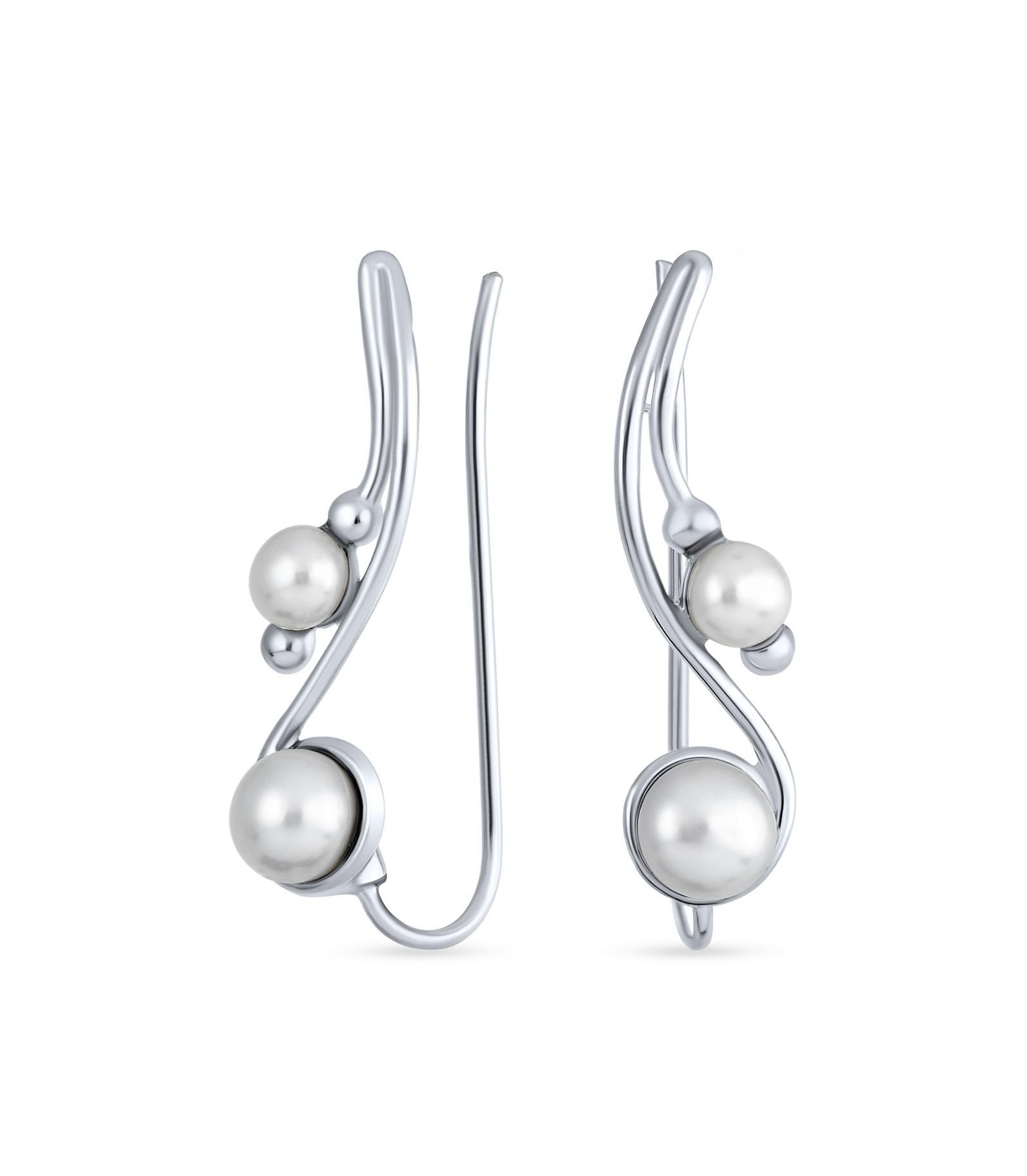 Серьги Bling Jewelry White Freshwater Pearl Ear Cuff Climber