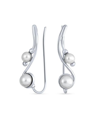 Серьги Bling Jewelry White Freshwater Pearl Ear Cuff Climber