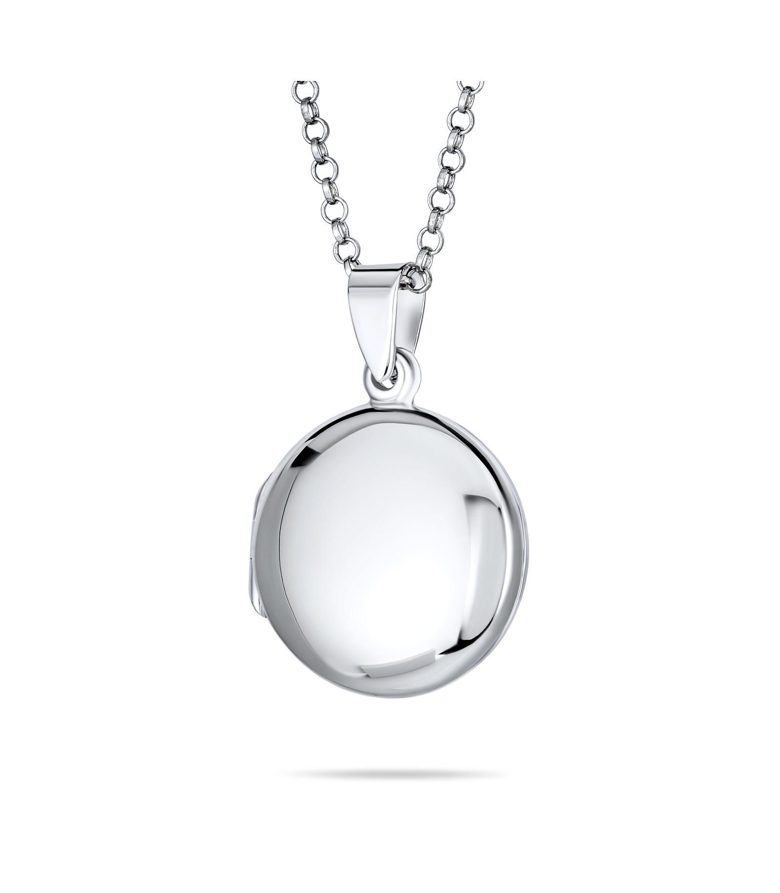 Bling Jewelry Крупный круглый кулон-локет с фото, серебряный</div>