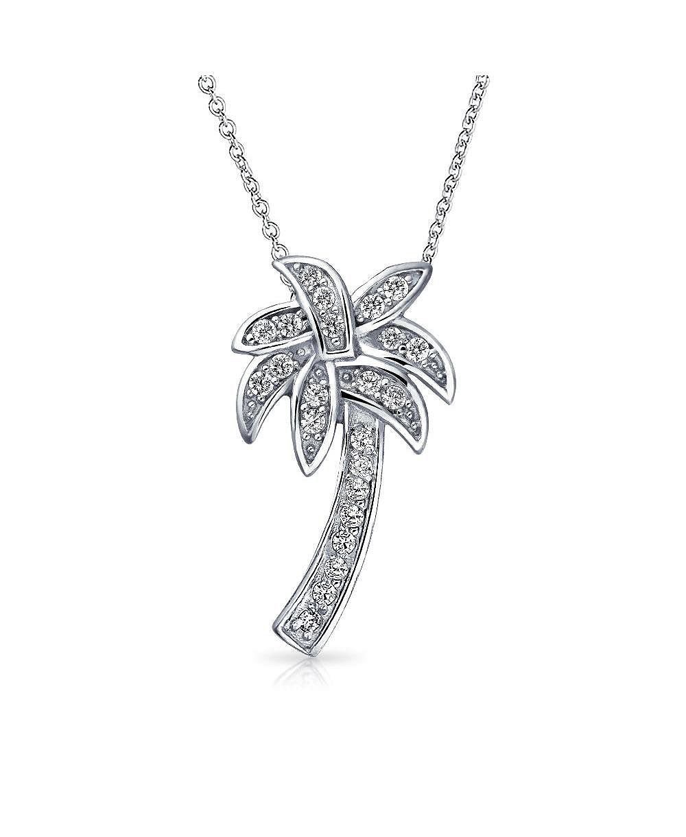 Bling Jewelry Ожерелье с подвеской Пальма из стерлингового серебра с CZ 16in