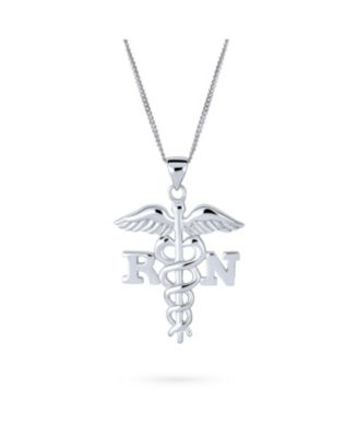 Подвеска-кулон Bling Jewelry Angel Wings Stethoscope, серебро 925 пробы