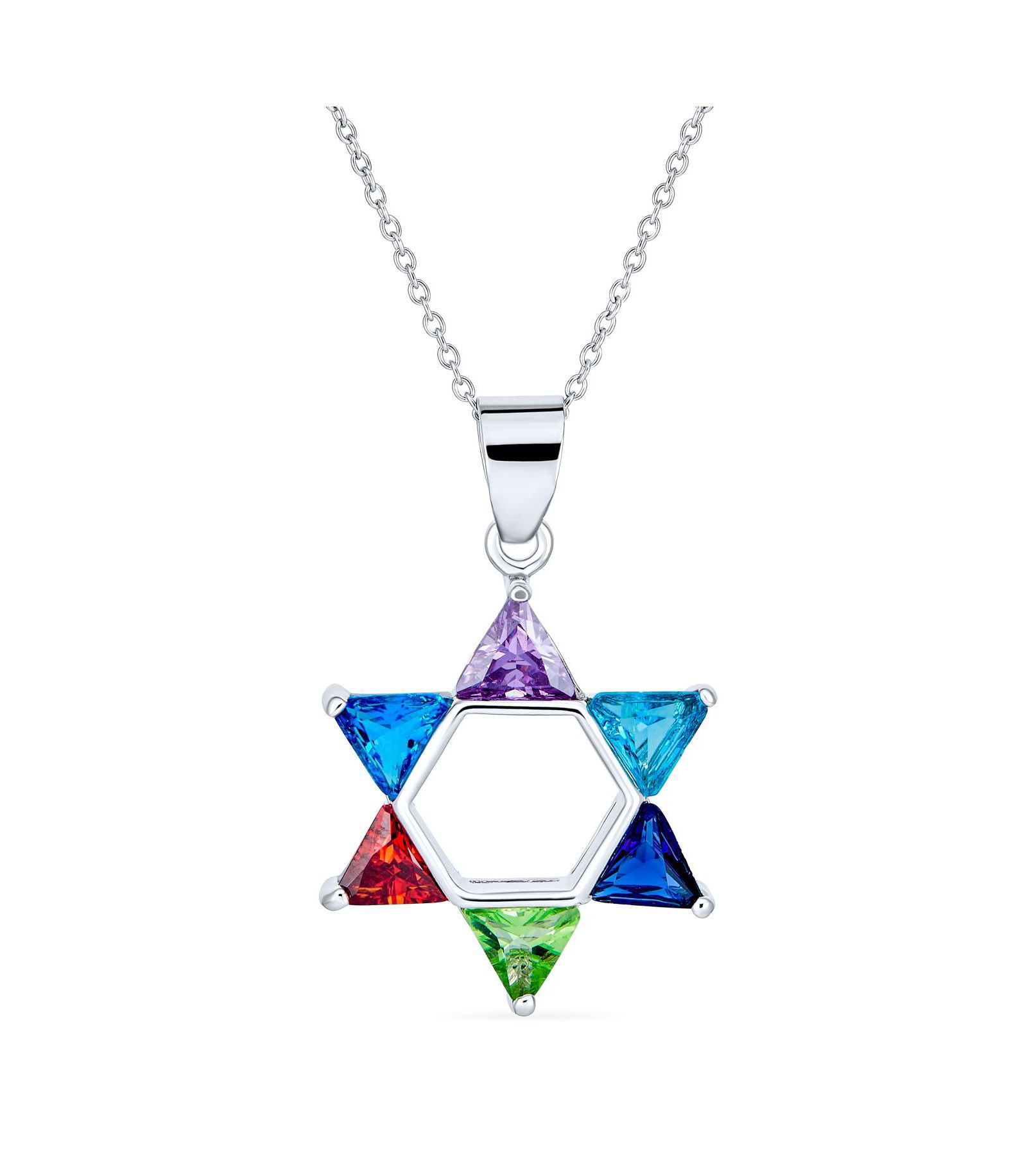 Подвеска-кулон Bling Jewelry Modern Multi-Color CZ Judaica Hanukkah Star of David из стерлингового серебра