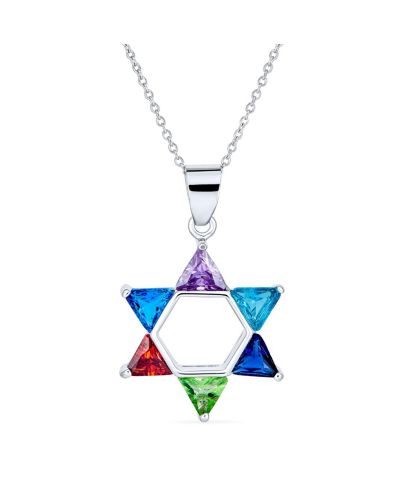 Подвеска-кулон Bling Jewelry Modern Multi-Color CZ Judaica Hanukkah Star of David из стерлингового серебра