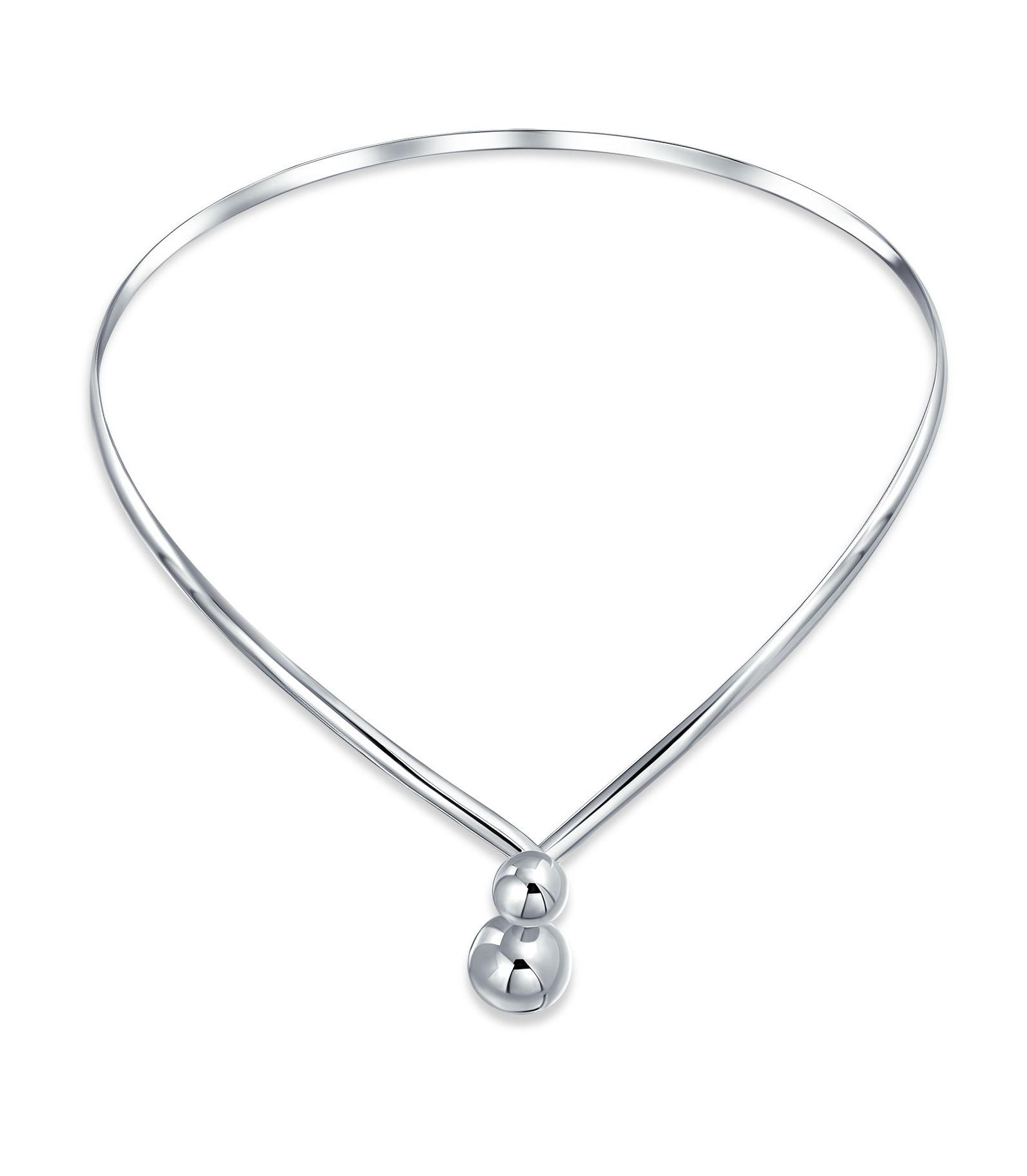 Ожерелье Bling Jewelry Geometric V Shape Interlocking Balls Collar Statement Silver Sterling