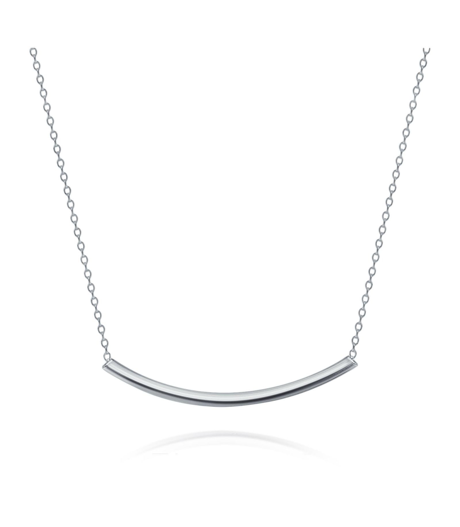 Подвеска-ожерелье Bling Jewelry Minimalist Delicate Thin Sideways Horizontal Round Tube Curved Bar Slide из Sterling Silver