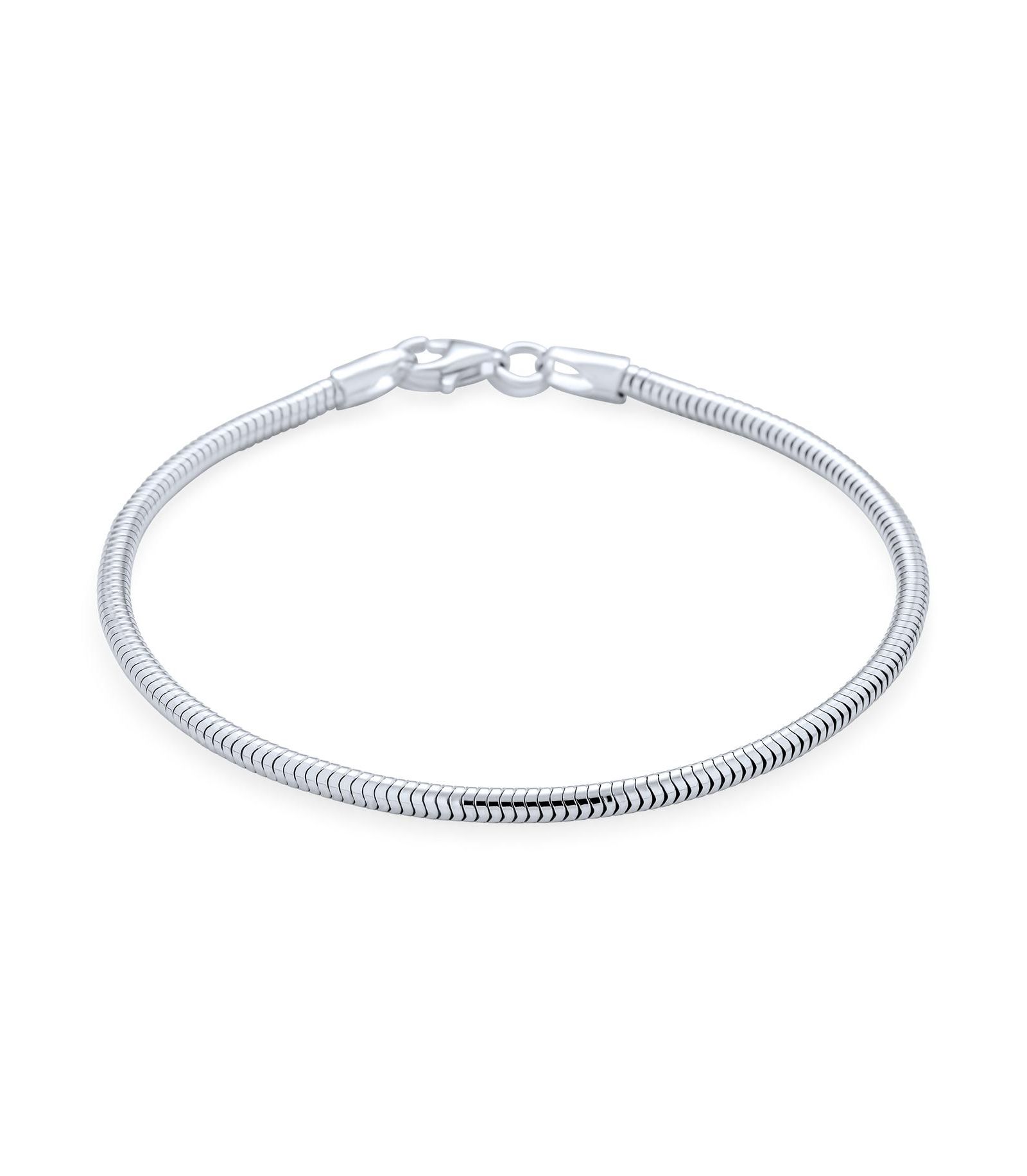 Bling Jewelry Classic .925 Sterling Silver Snake Chain Bracelet Fits European Beads 8"