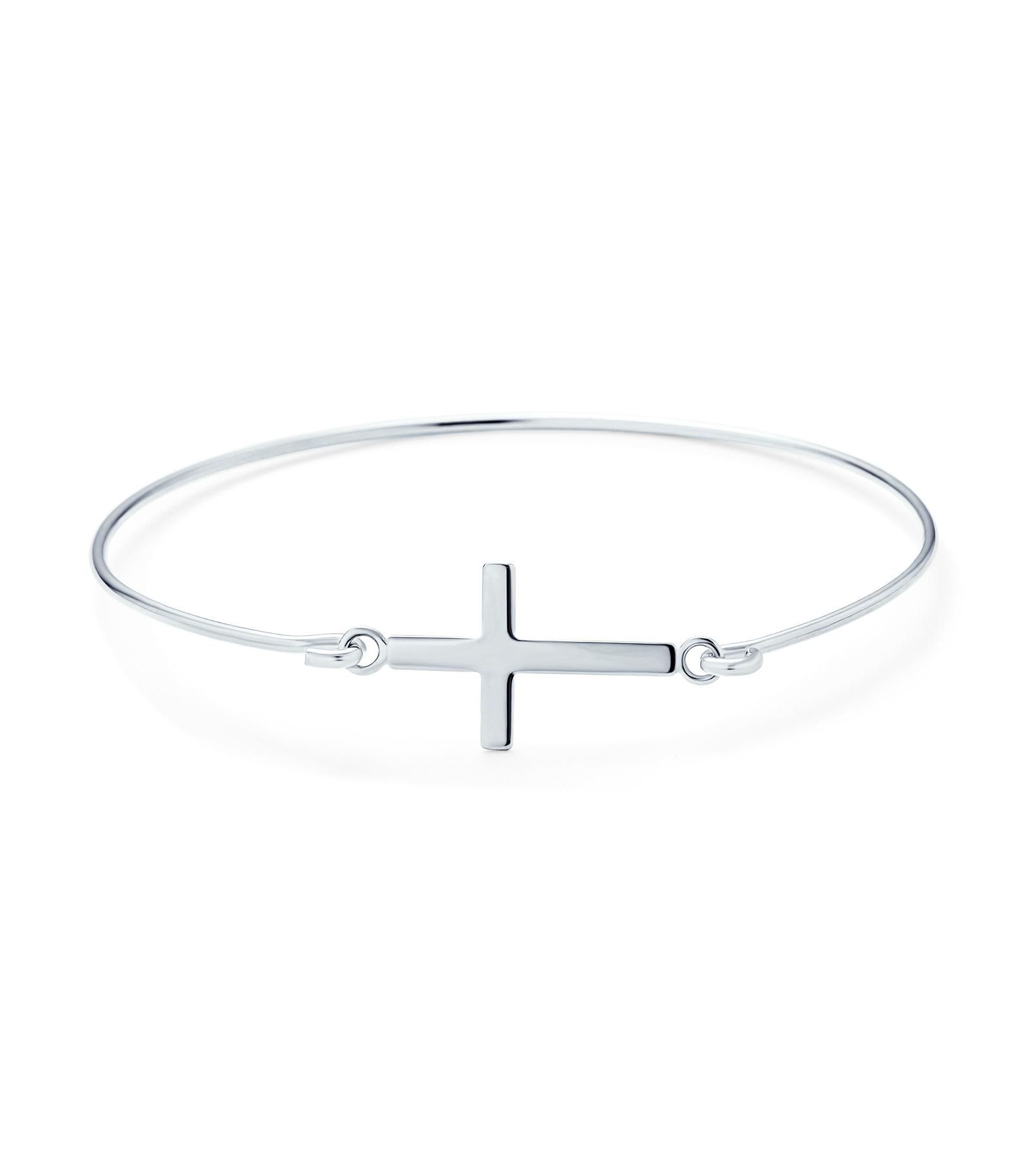 Браслет Bling Jewelry Sideways Cross Bangle.925 Sterling Silver