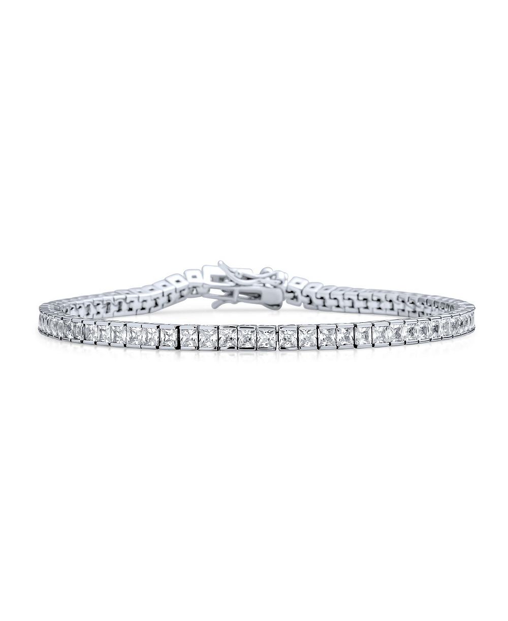 Bling Jewelry Classic 10CTW Square CZ Princess Cut Tennis Bracelet .925 Sterling Silver