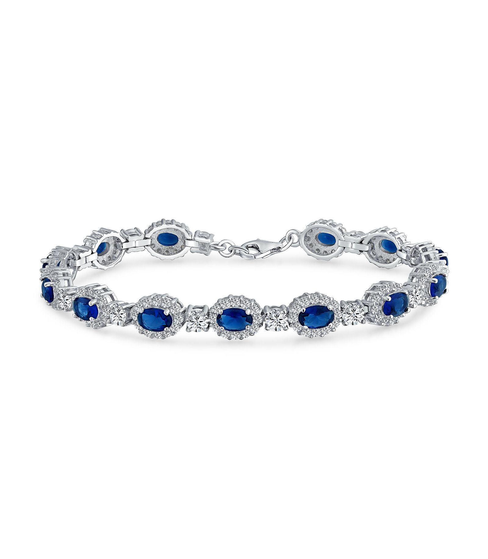 Bling Jewelry браслет Statement с сапфирово-синей CZ, стерлинговое серебро.925