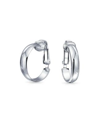Bling Jewelry Silver Simple Clip On Hoop Earrings .925 Sterling Silver Lightweight .75"