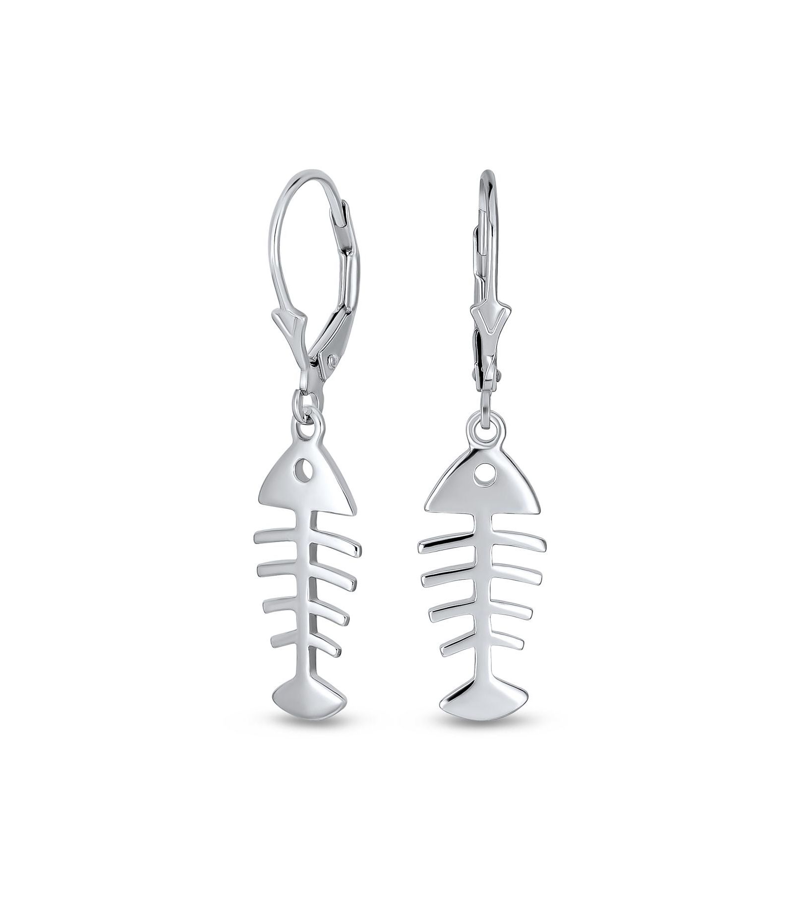 Bling Jewelry Nautical Fishbone Dangle Earrings .925 Sterling Silver Lever back