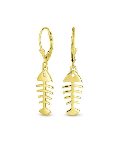 Bling Jewelry серьги-подвески с морской тематикой из стерлингового серебра с напылением 14K Gold