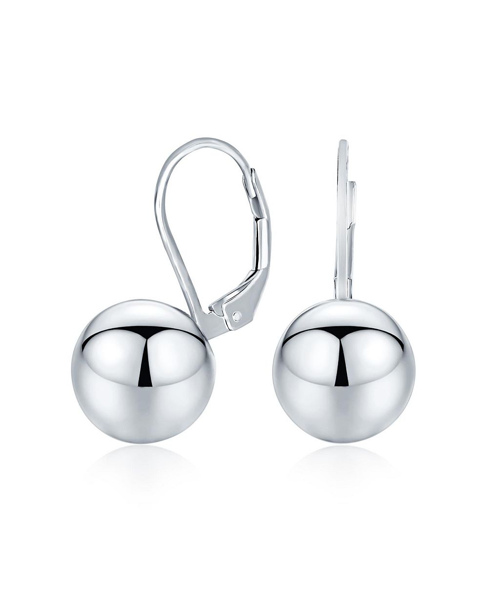 Серьги Bling Jewelry Classic Simple Lever Back Round Bead Ball Drop из стерлингового серебра.925