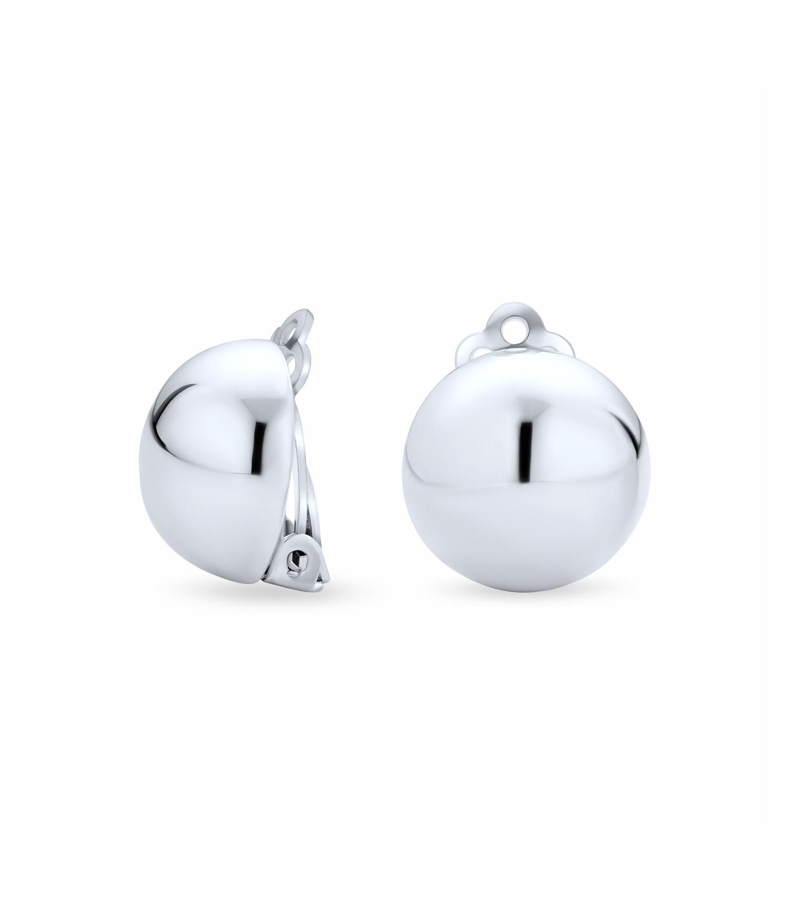 Bling Jewelry Button Style Round Ball Dome Clip On Earrings Gold Plated Sterling Silver