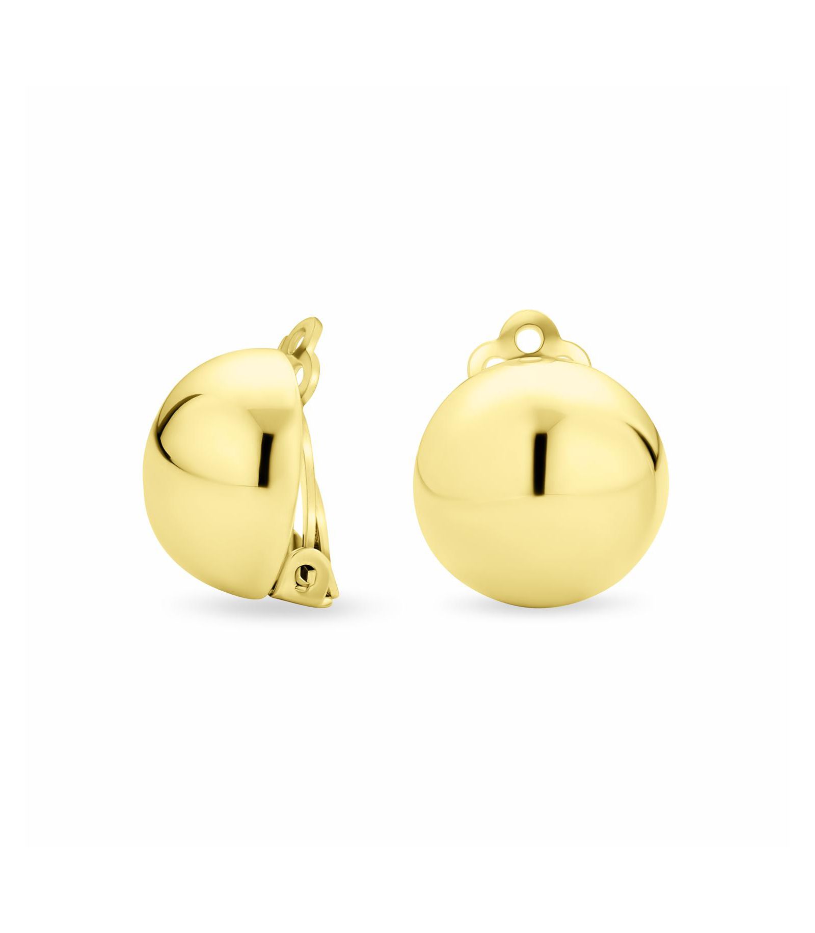 Bling Jewelry Серьги-клипсы с полукруглым шариком, серебро