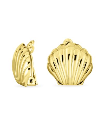 Серьги Bling Jewelry с морской ракушкой, серебро, зажимные