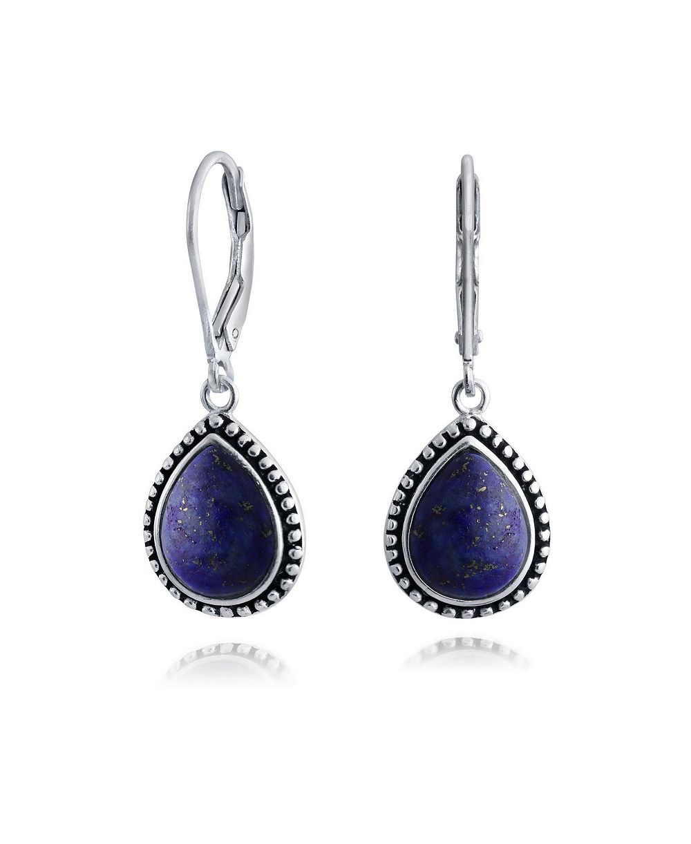 Серьги-подвески Bling Jewelry Boho Western из окисленного серебра с лазуритом и бирюзой