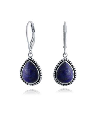 Серьги-подвески Bling Jewelry Boho Western из окисленного серебра с лазуритом и бирюзой