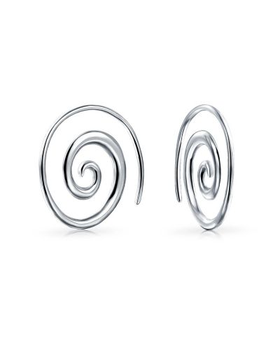 Серьги-протяжки Bling Jewelry Geometric Swirl Wire Spiral Hoop из стерлингового серебра