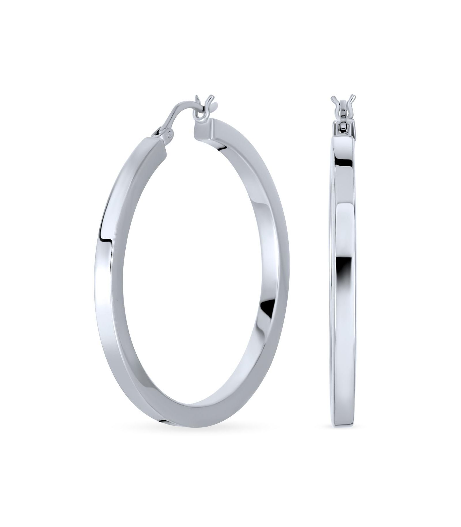 Bling Jewelry большие круглые серьги-кольца из стерлингового серебра 1.65 дюйма в диаметре