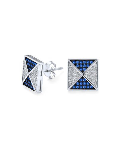 Серьги-гвоздики Bling Jewelry Royal CZ, геометрические пирамиды и квадраты, стерлинговое серебро