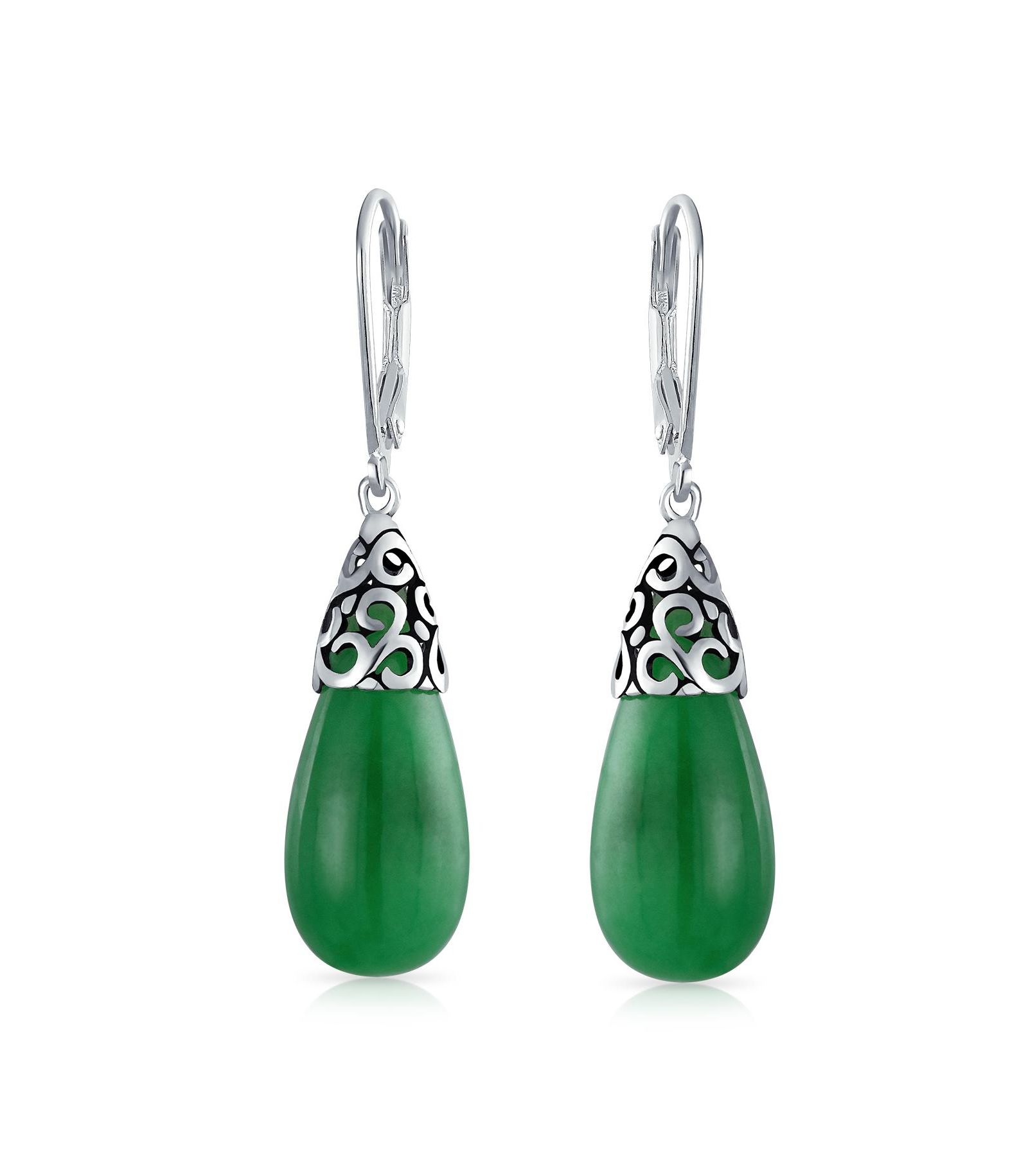 Серьги Bling Jewelry Bali Filigree Elongated Teardrop Dangle из стерлингового серебра с зажимом Leverback