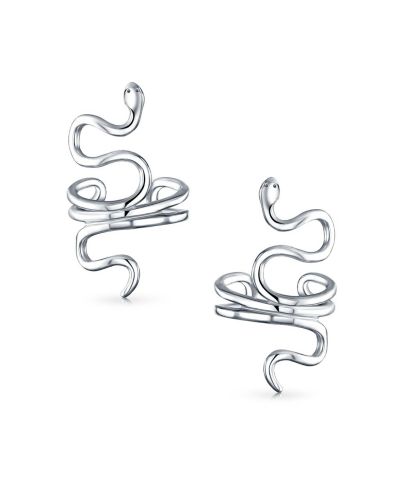 Bling Jewelry серьги-каффы змеиного стиля, серебреные 925 Sterling Silver