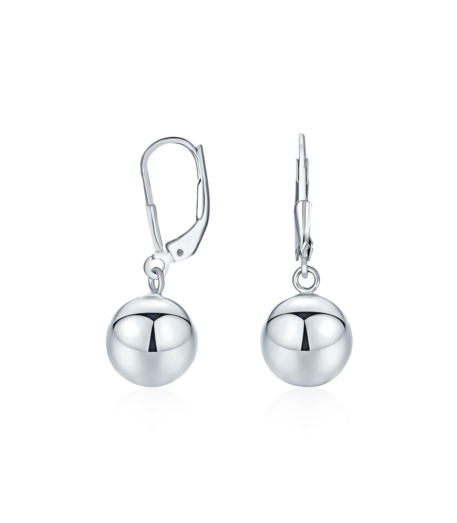 Bling Jewelry Classic .925 Sterling Silver Dangling Ball Drop Earrings Lever Back 8MM