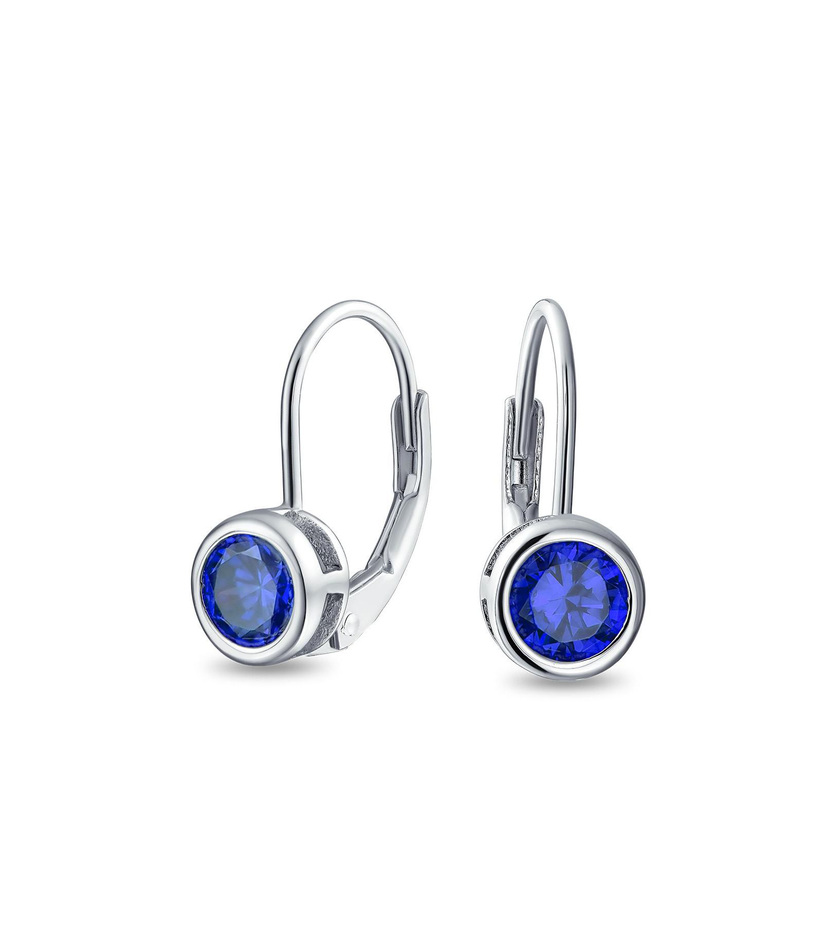 Bling Jewelry Classic .50CT Purple CZ Solitaire Drop Earrings Sterling Silver Leverback
