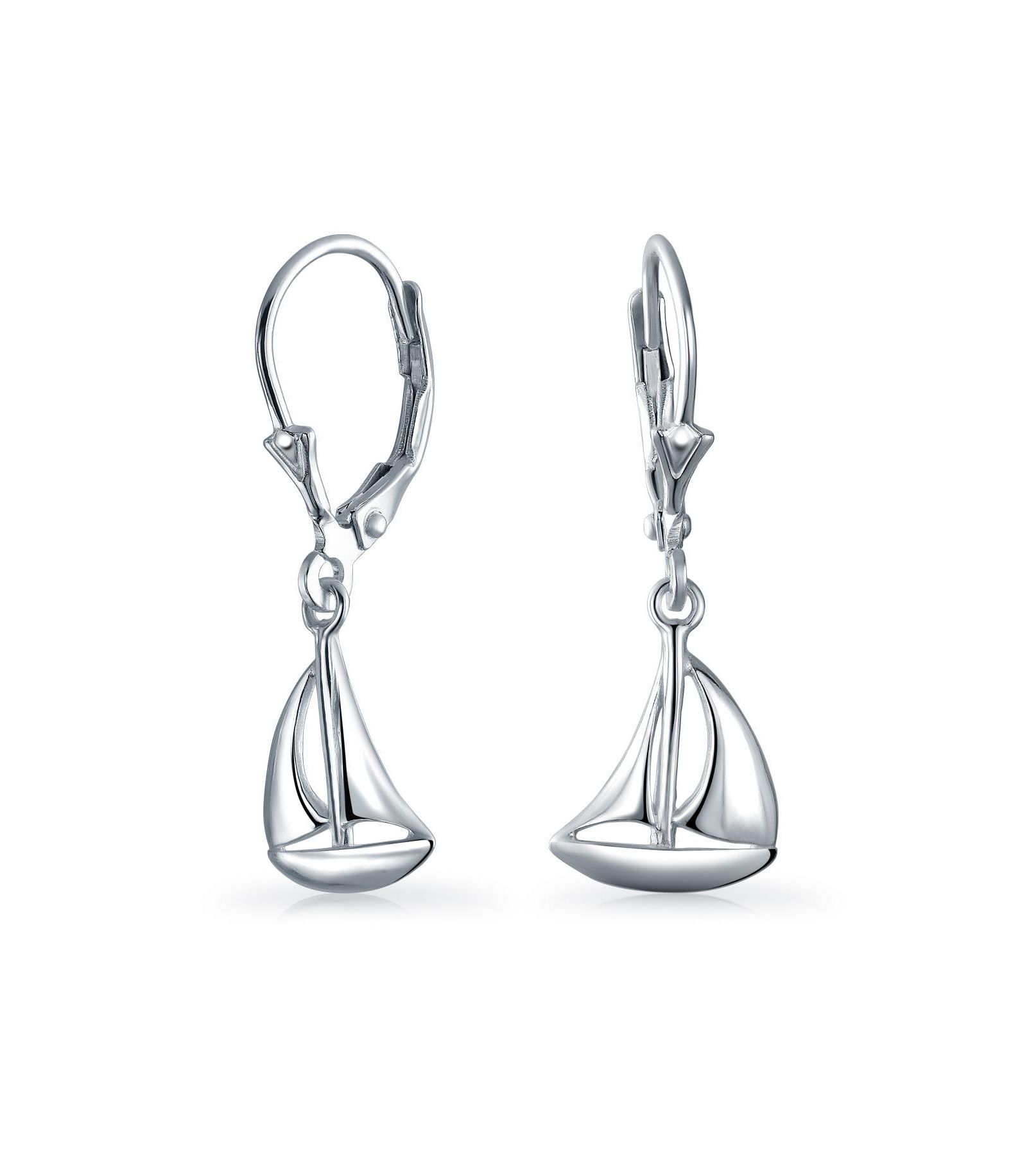 Bling Jewelry Sea Lovers Nautical Tiny Sailboat Dangle Earrings .925 Sterling Silver