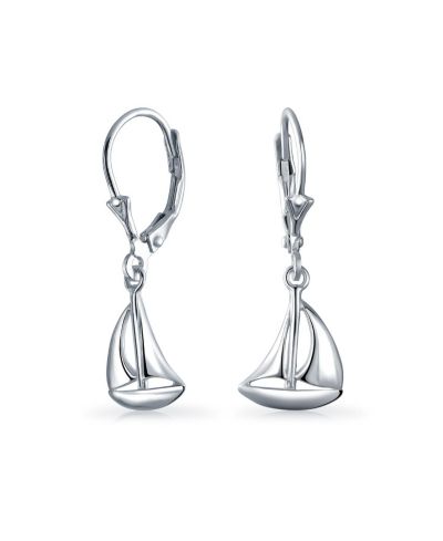 Bling Jewelry Sea Lovers Nautical Tiny Sailboat Dangle Earrings .925 Sterling Silver