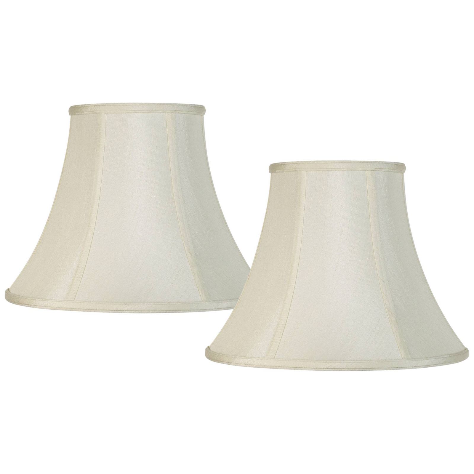 Springcrest Imperial Shade Set of 2 Creme Medium Bell Lamp Shades 7" Top x 14" Bottom x 11" High Replacement with Harp and Finial