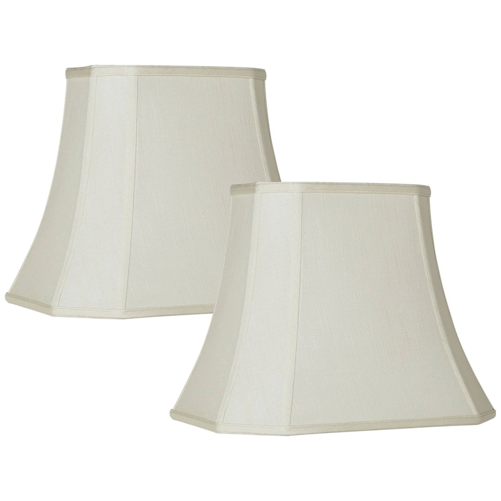 Imperial Shade Set of 2 Medium Cut Corner Rectangular Lamp Shades 10" Top x 16" Bottom x 13" High Spider Replacement with Harp and Finial