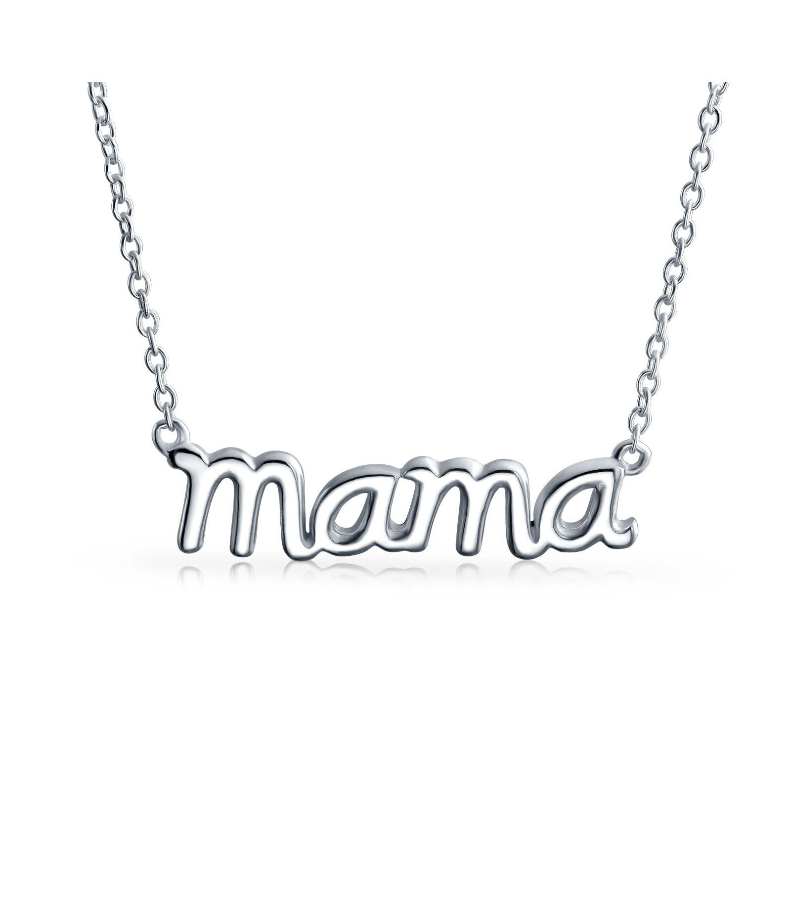 Подвеска ожерелье Bling Jewelry Mothers Day Horizontal Script Word MAMA из стерлингового серебра.925