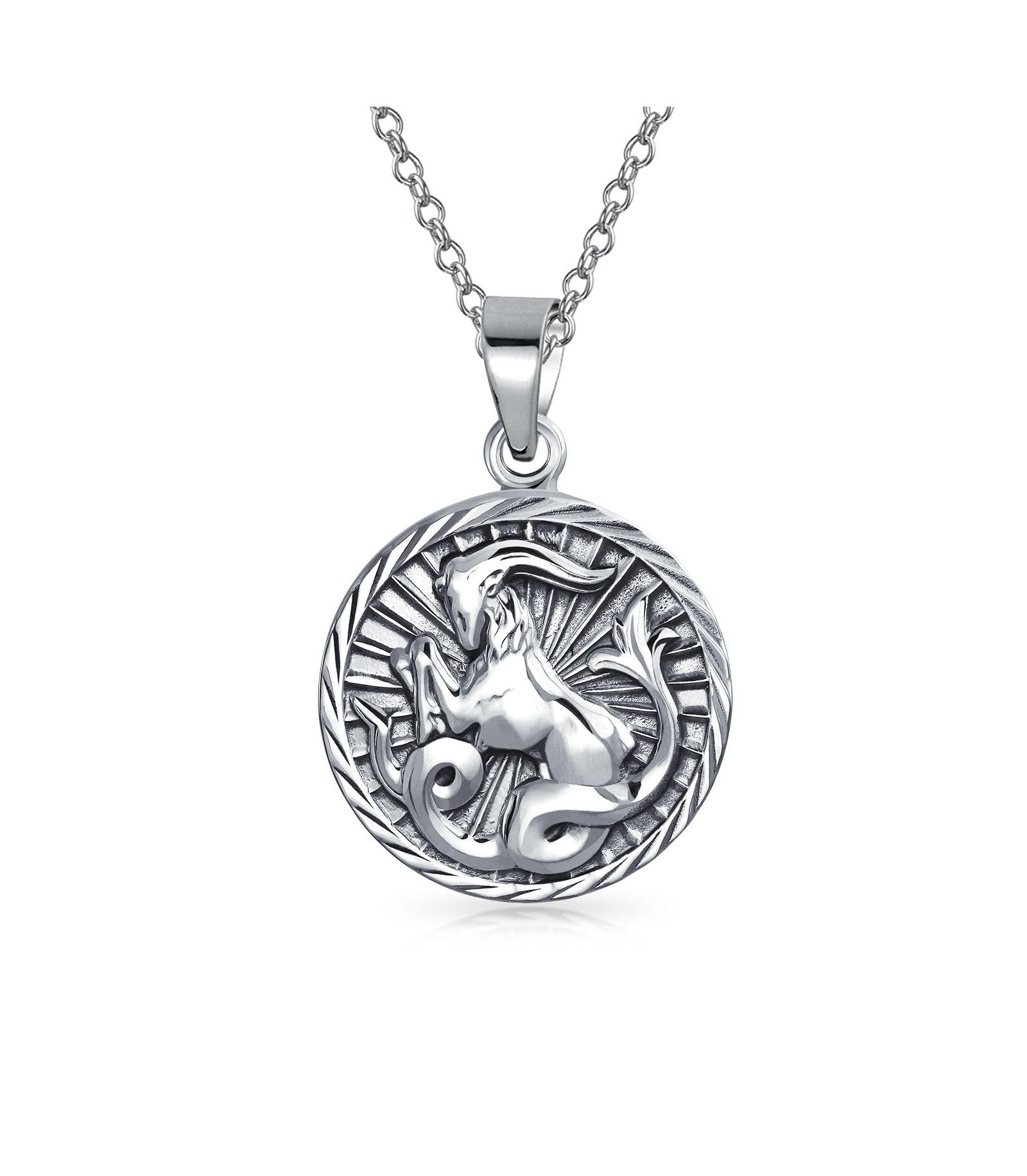 Подвеска-медальон Bling Jewelry Capricorn Zodiac Sign из стерлингового серебра