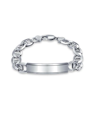 Bling Jewelry Мужской ID браслет из серебра .925 Sterling Silver, цепь Mariner 10MM 9 Inch