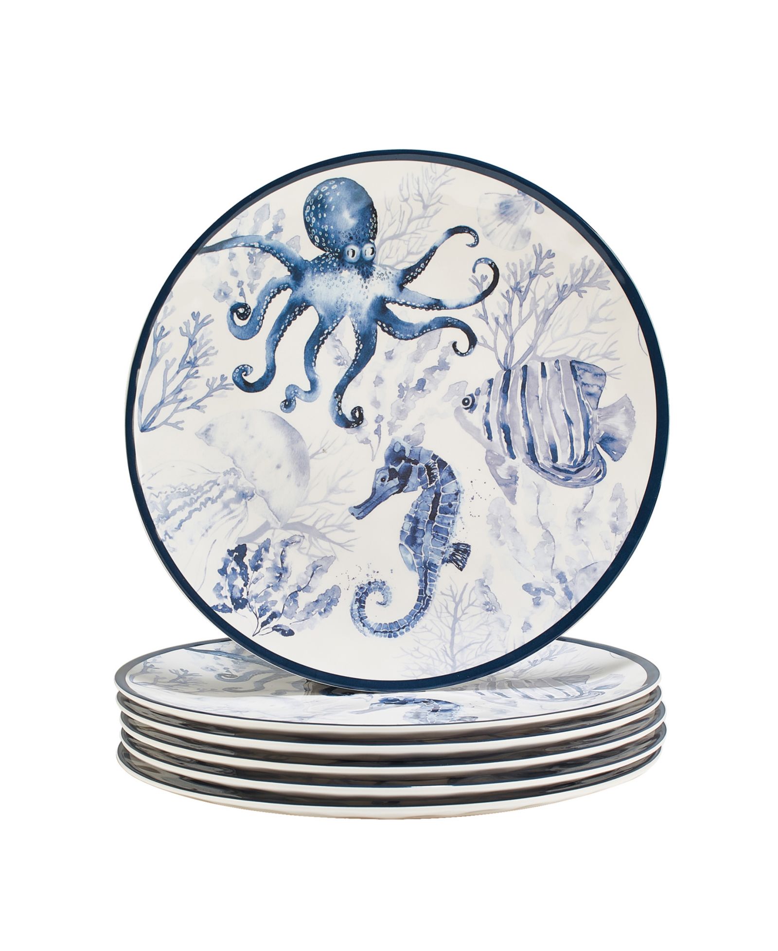 Certified International Sea Life Melamine Dinner Plates, Set of 6