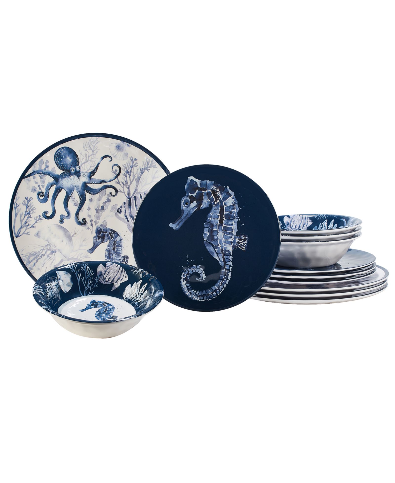 Certified International Sea Life Melamine 12 Pc. Dinnerware Set, Service For 4