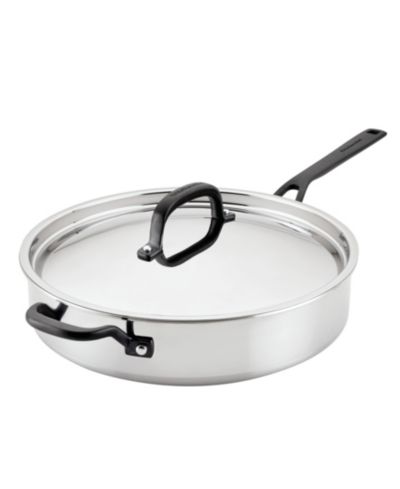 KitchenAid 5-Ply Clad Stainless Steel 5 Quart Induction Saute Pan with Lid