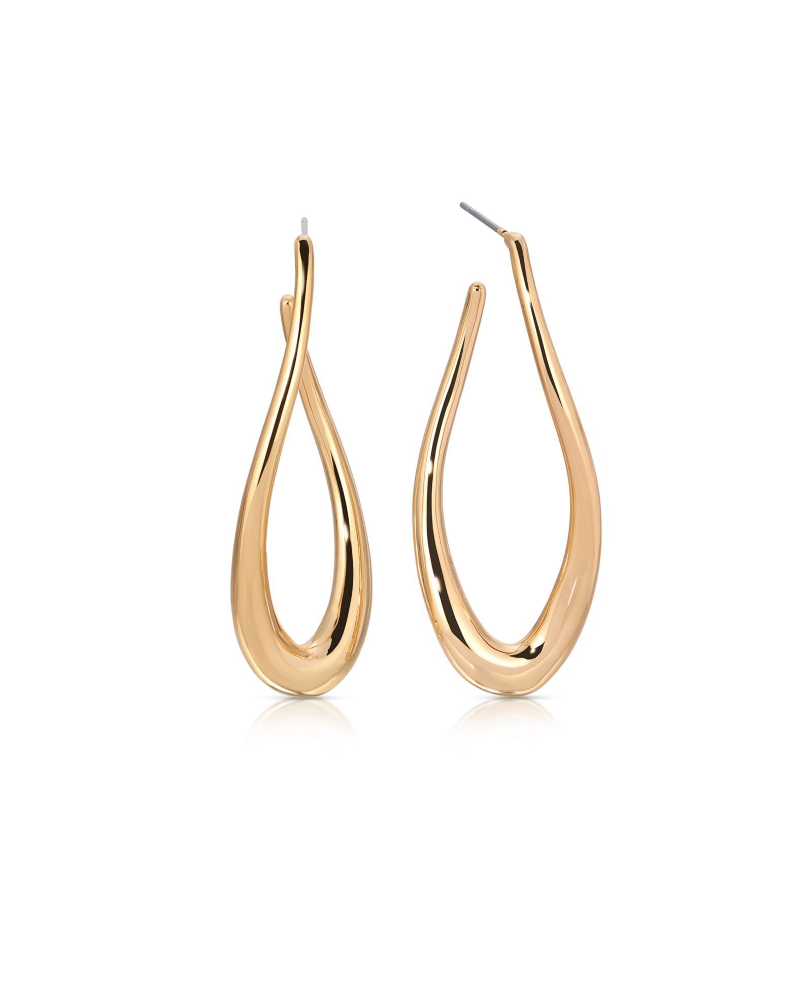 ETTIKA серьги-кольца Oblong 18k Gold Plated Abstract