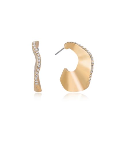Серьги-кольца Ettika Ripple Pave 18k Gold Plated