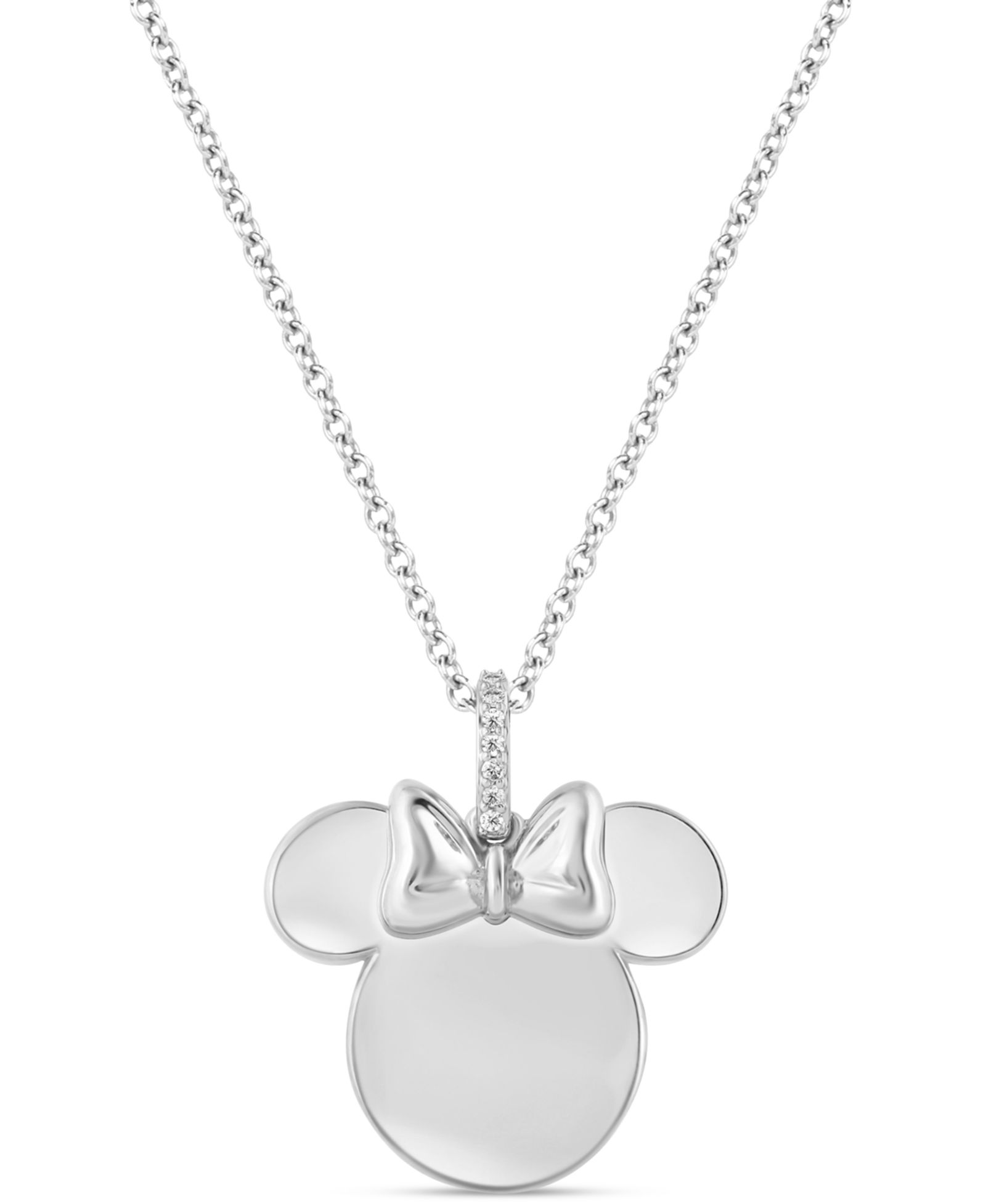Wonder Fine Jewelry Подвеска-кулон Minnie Mouse Silhouette из стерлингового серебра с бриллиантовым акцентом