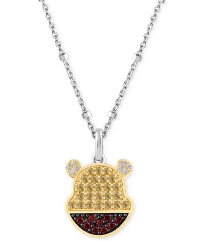 Disney Winnie the Pooh кулон с цитрином, гранатом и бриллиантом, стерлинговое серебро и позолота