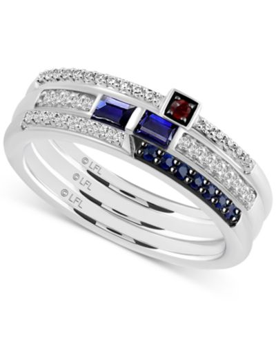 Star Wars Кольца в стиле R2D2 из Sterling Silver с сапфиром, гранатом и бриллиантом