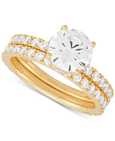 Свадебный набор колец Arabella Cubic Zirconia in 14k Gold-Plated Sterling Silver