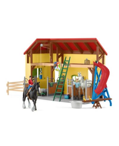 Schleich Farm World Horse Stable Hayloft with Hoist 31-Piece Playset, Ages 3+