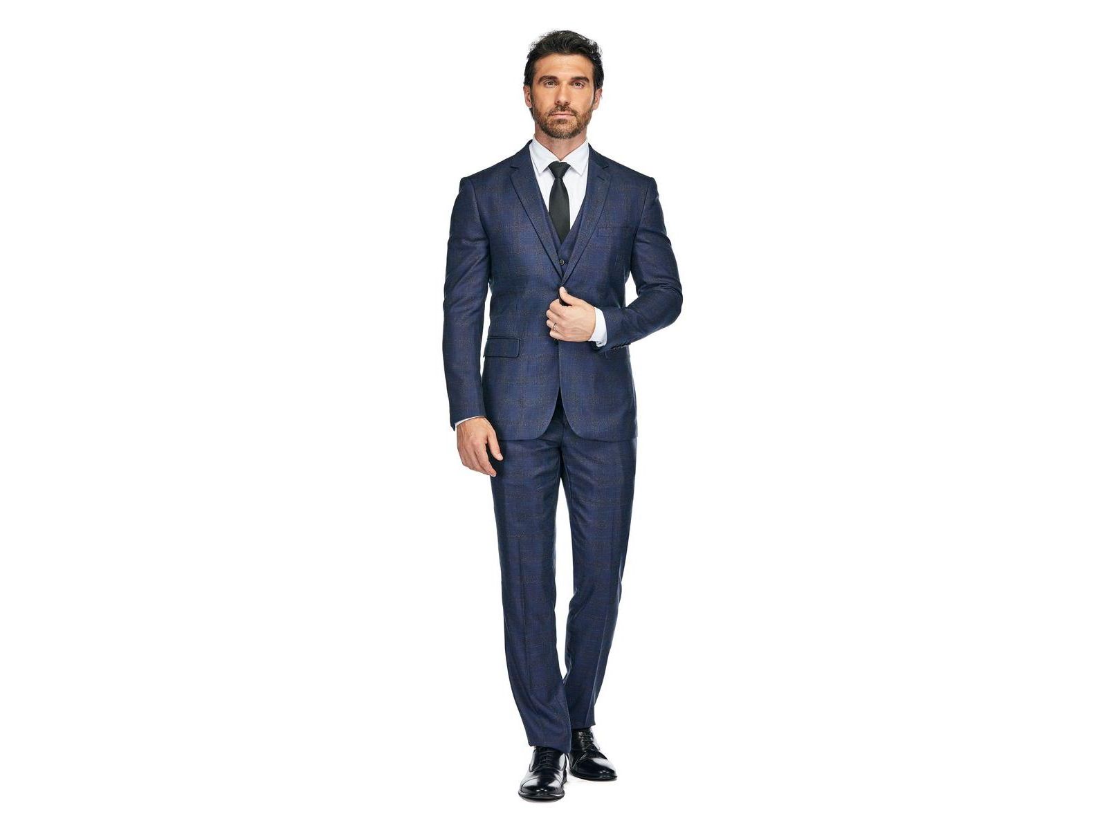 Gino Vitale Men's 3 Piece Slim Fit Tailored Check Suit