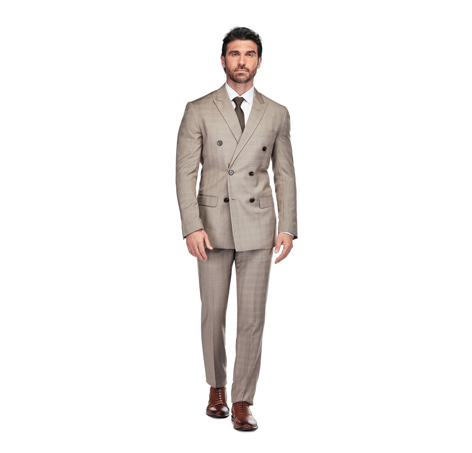 Gino Vitale Мужской костюм Slim Fit Brown Check Double Breasted, 2 шт.