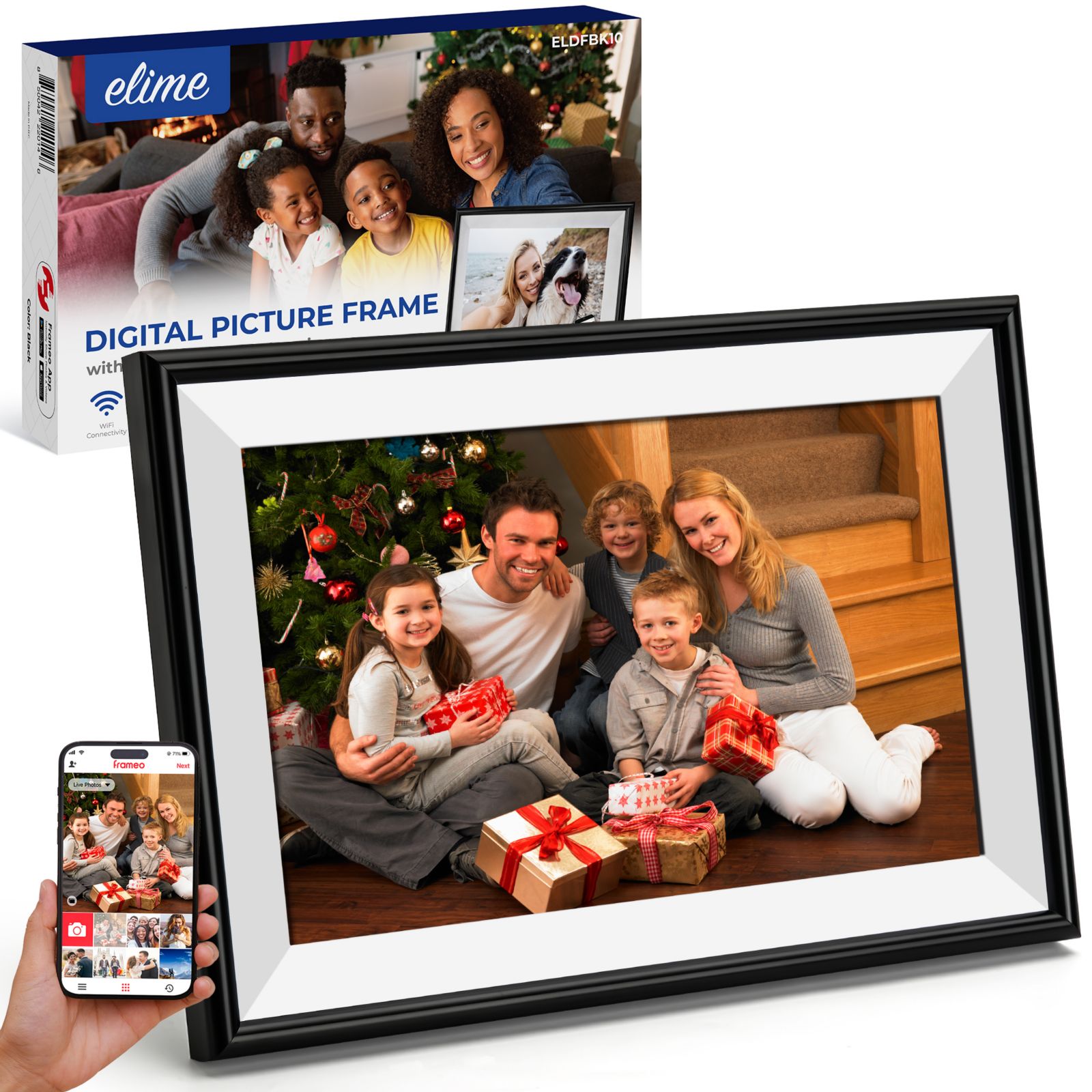 ELIME 10.1" WiFi Frameo Digital Picture Frame - 32GB Built in Storage