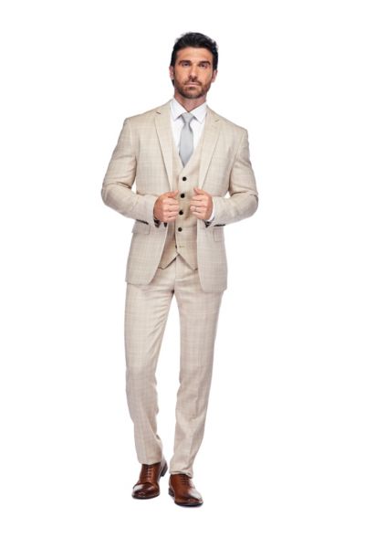 Slim Fit 3PC Check Men's Suit